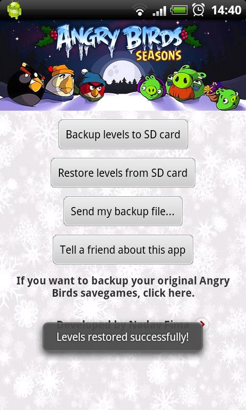Angry Birds Seasons Backup Android Tools