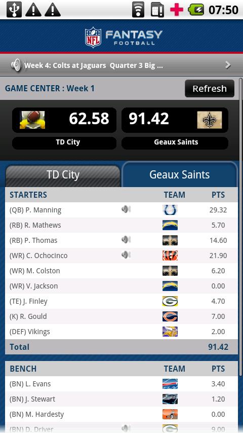 NFL.com Fantasy Football 2010 Android Sports