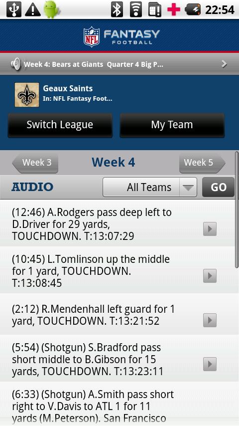 NFL.com Fantasy Football 2010 Android Sports