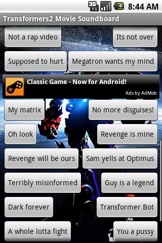 Transformers2 Movie Soundboard Android Entertainment