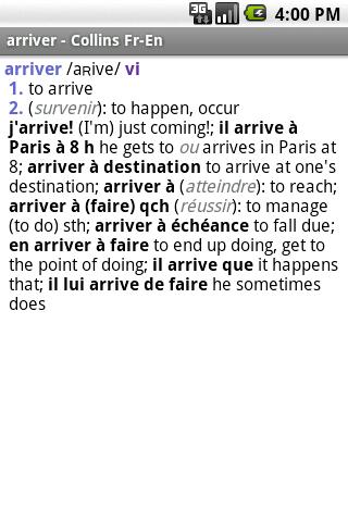 Collins French Dictionary TR Android Demo