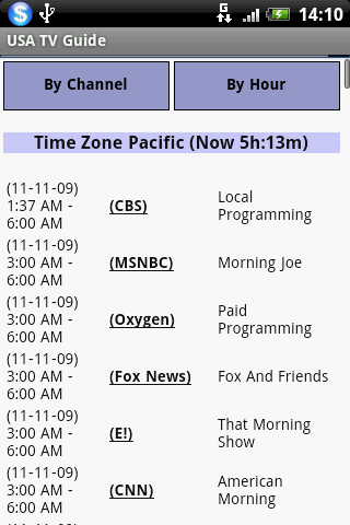 USA Tv guide Android Entertainment