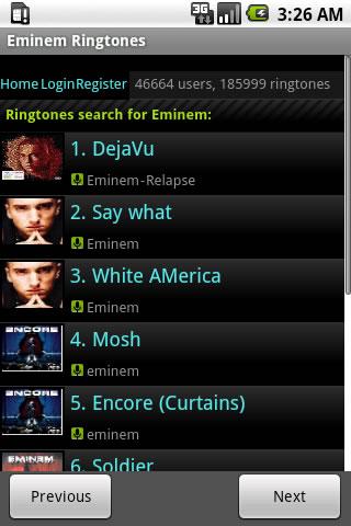 Eminem Ringtones Android Entertainment