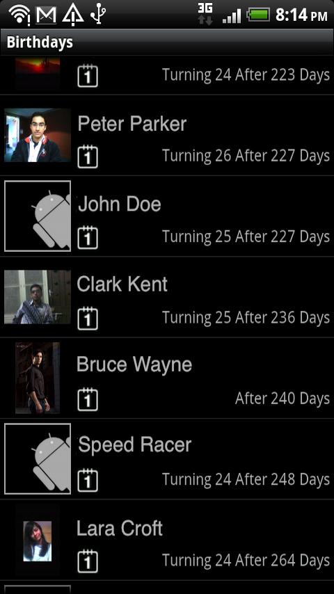 Birthdays Android Social