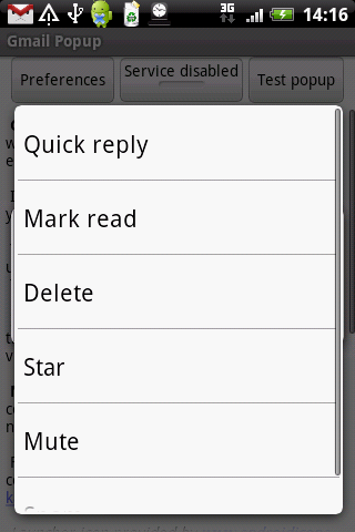 Gmail Popup Android Communication