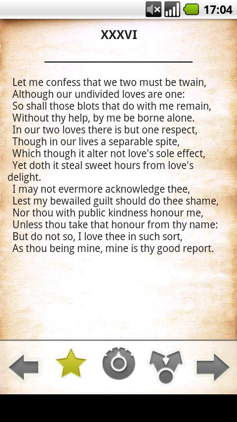 Shakespeare Sonnets free Android Reference