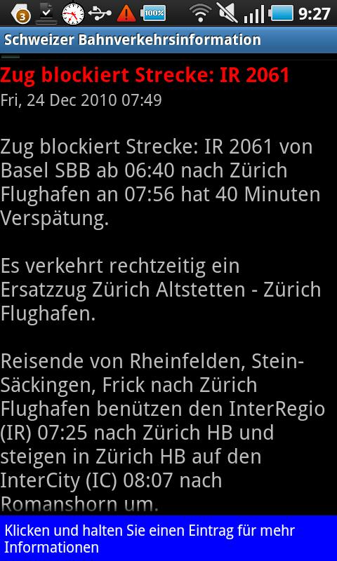 Swiss Traintraffic Information Android Transportation