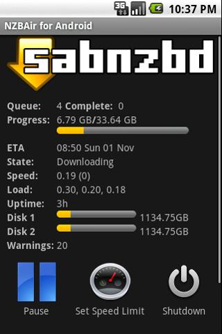 NZBAir – SABNzb & Usenet NZB Android Productivity