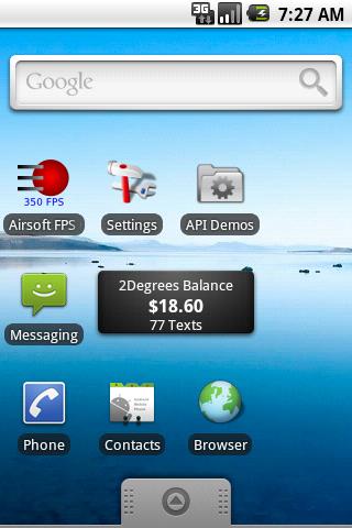 2Degrees Balance Widget Android Communication