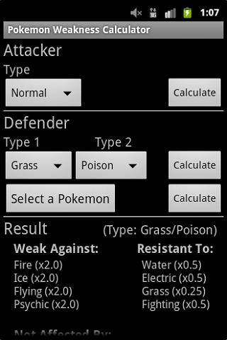 Pokemon Weakness Calculator Android Entertainment