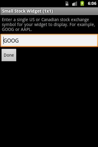 Small Stock Widget (1×1) Android Finance
