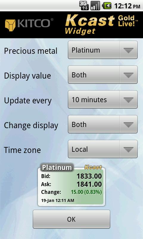 Kcast Gold Live!™ Widget Android Finance