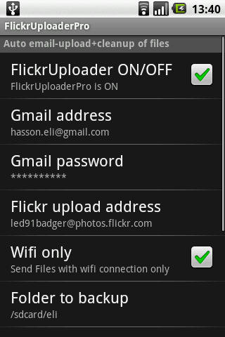 Flickr uploader pro Android Communication