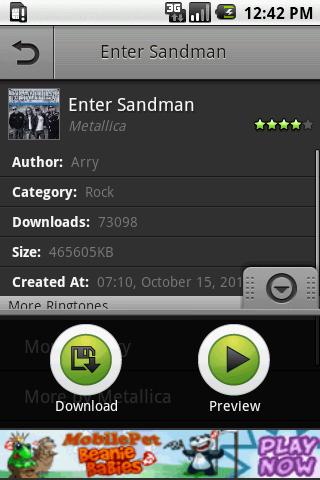Metallica Ringtone Android Entertainment