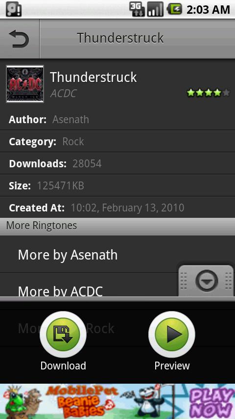 AC/DC Ringtone Android Entertainment