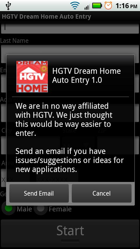 HGTV Dream Home Auto Entry Android Tools