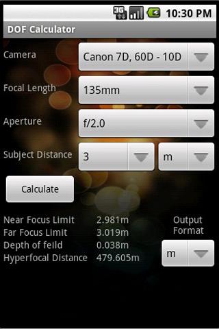 DOF Calculator Android Photography