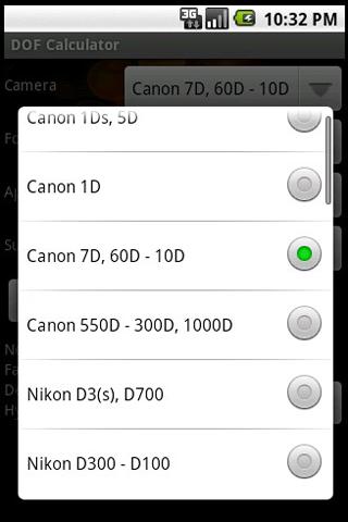 DOF Calculator Android Photography
