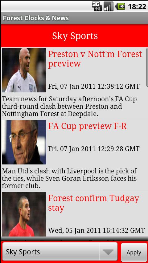 Nottingham Forest Clock & News Android Sports