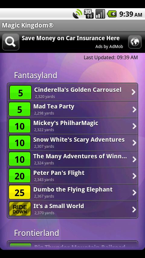 Disney World Wait Times Lite Android Travel & Local
