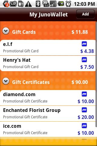 JunoWallet GiftCards