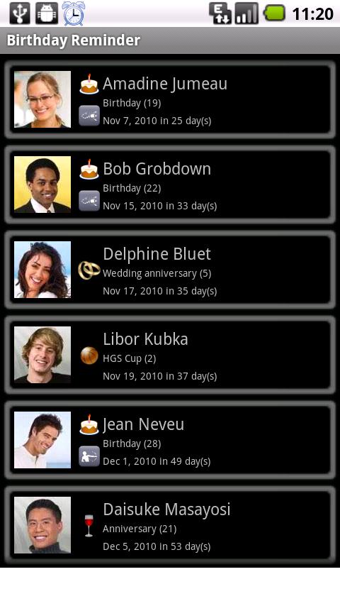 Birthday Reminder GLite Android Tools