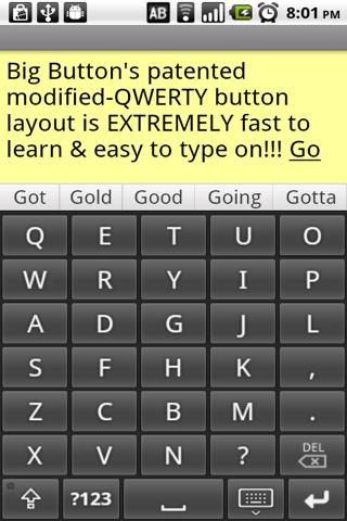 Big Buttons Keyboard Deluxe Android Productivity