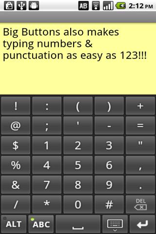 Big Buttons Keyboard Deluxe Android Productivity