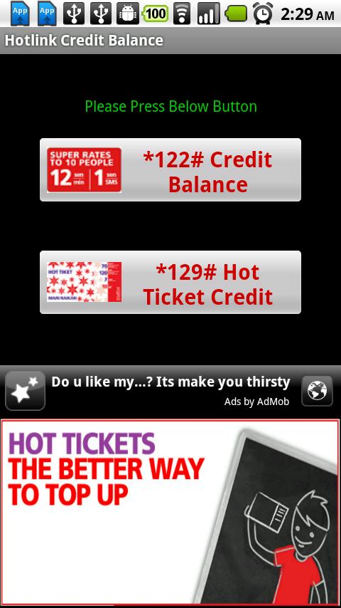 Hotlink Credit Balance Check Android Productivity