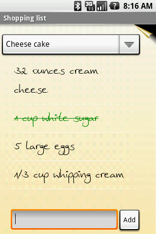 OI Shopping list