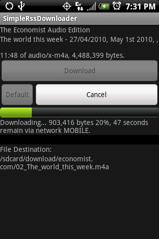 Simple RSS Downloader Android Media & Video