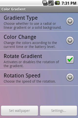 Color Gradient Live Wallpaper Android Personalization