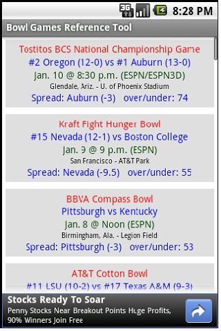 Bowl Game Prediction Helper Android Sports
