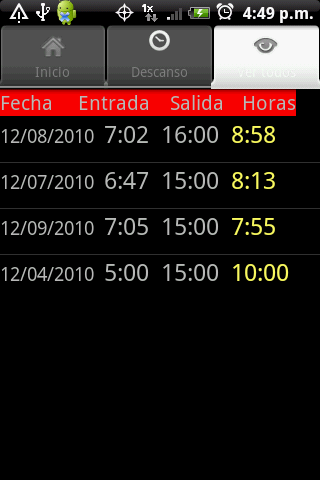 Horas de Trabajo Android Finance