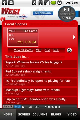 WEEI Live Android Sports