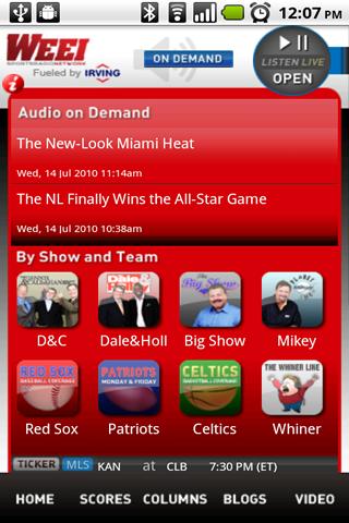 WEEI Live Android Sports