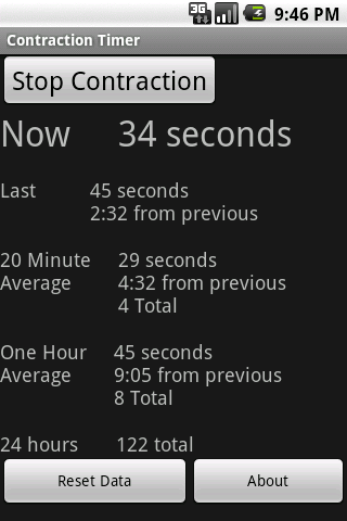 Labor and Contraction Timer Android Health & Fitness