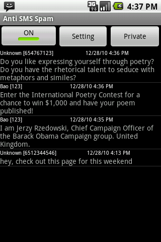 Anti SMS Spam & Text Filter Android Communication