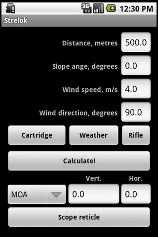Strelok. Ballistic calculator Android Sports