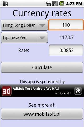 Currency rates Android Finance