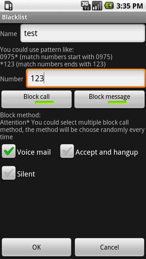 Blacklist Android Communication