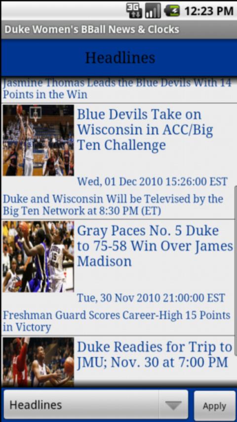 Duke Womens BBall News & Clock Android Sports