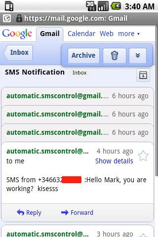 SMS  Control  eMail Android Communication