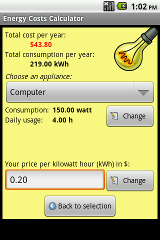 Energy Costs Calculator Android Tools