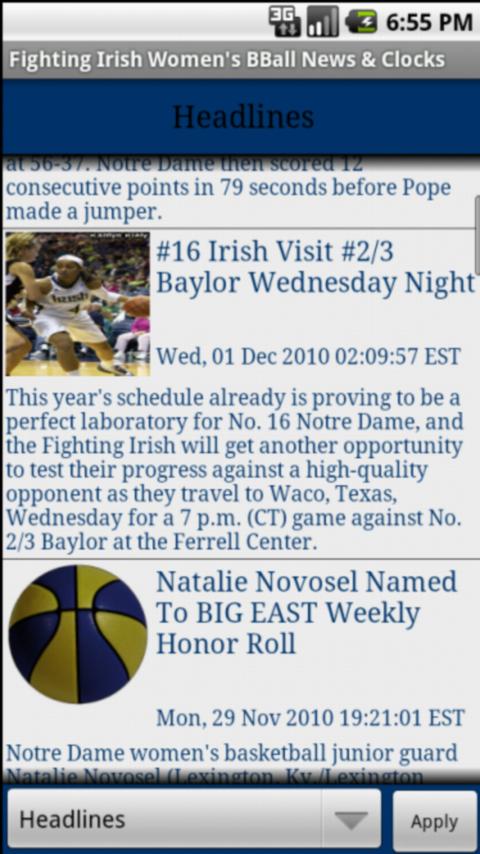 Fighting Irish Womens BBall Android Sports