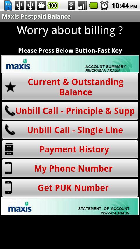 Maxis Postpaid Balance Check Android Productivity
