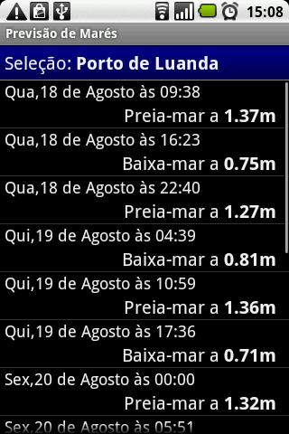 Previsão de Marés Android Sports