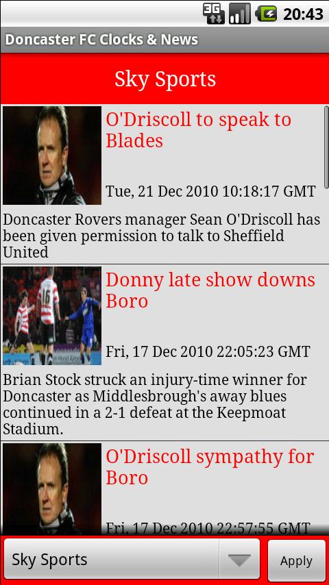 Doncaster FC Clocks & News Android Sports