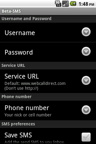 Beta-SMS Android Communication