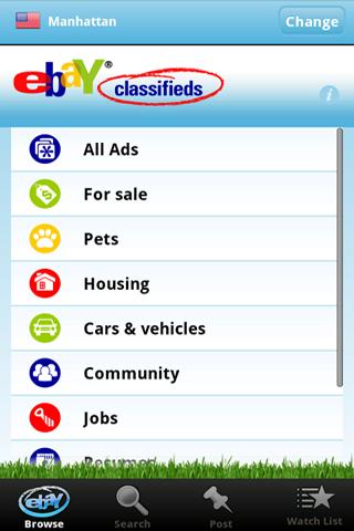 eBay Classifieds Android Shopping